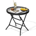 2 Pieces Outdoor Side Table - Small Patio End Table All Weather, Patio Furniture Sets and Outside Furniture for Pool, Balcony, Deck, Porch, Black
