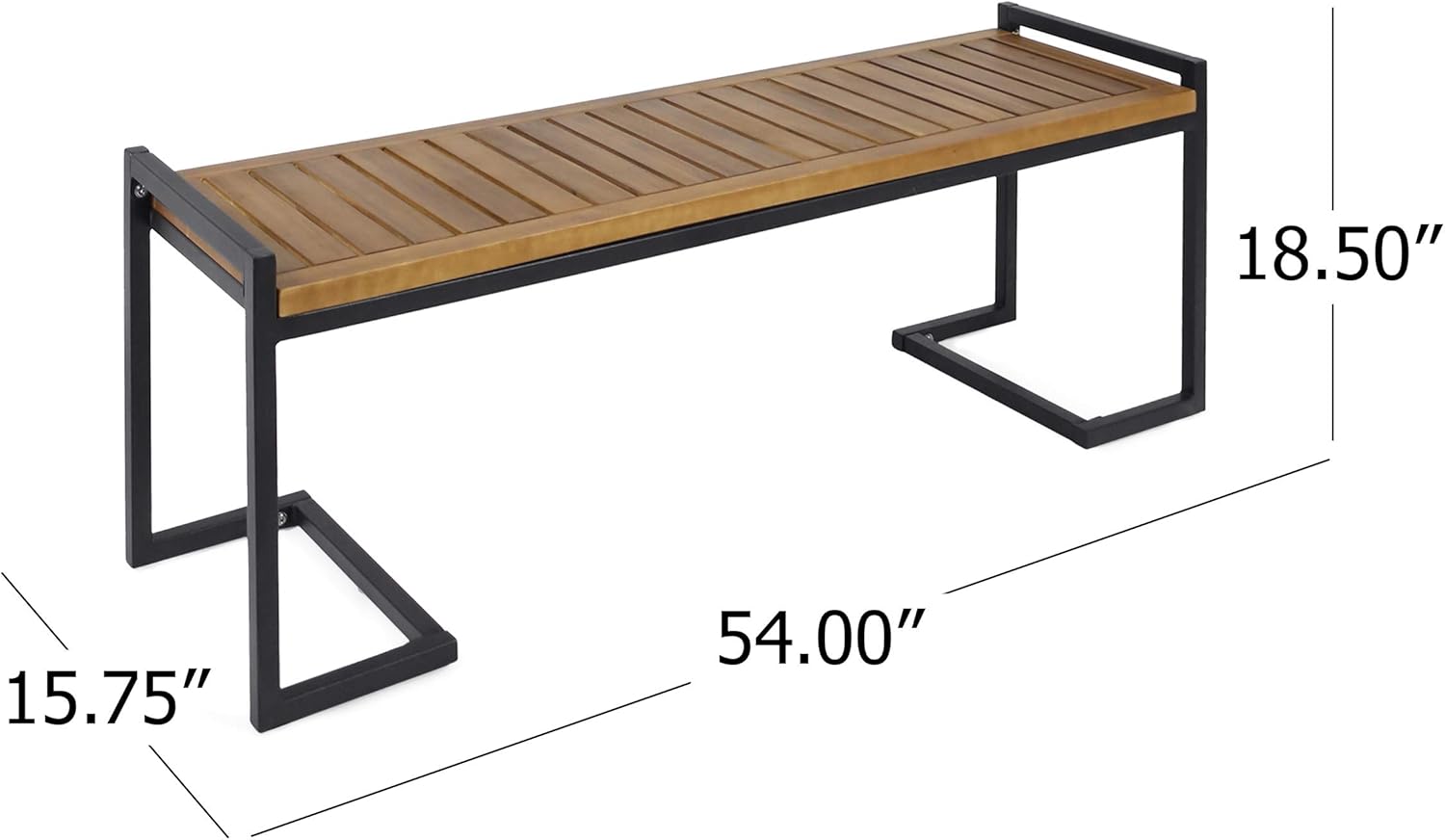Christopher Knight Home Noel Outdoor Industrial Acacia Wood and Iron Bench, Teak Finish/Black Metal
