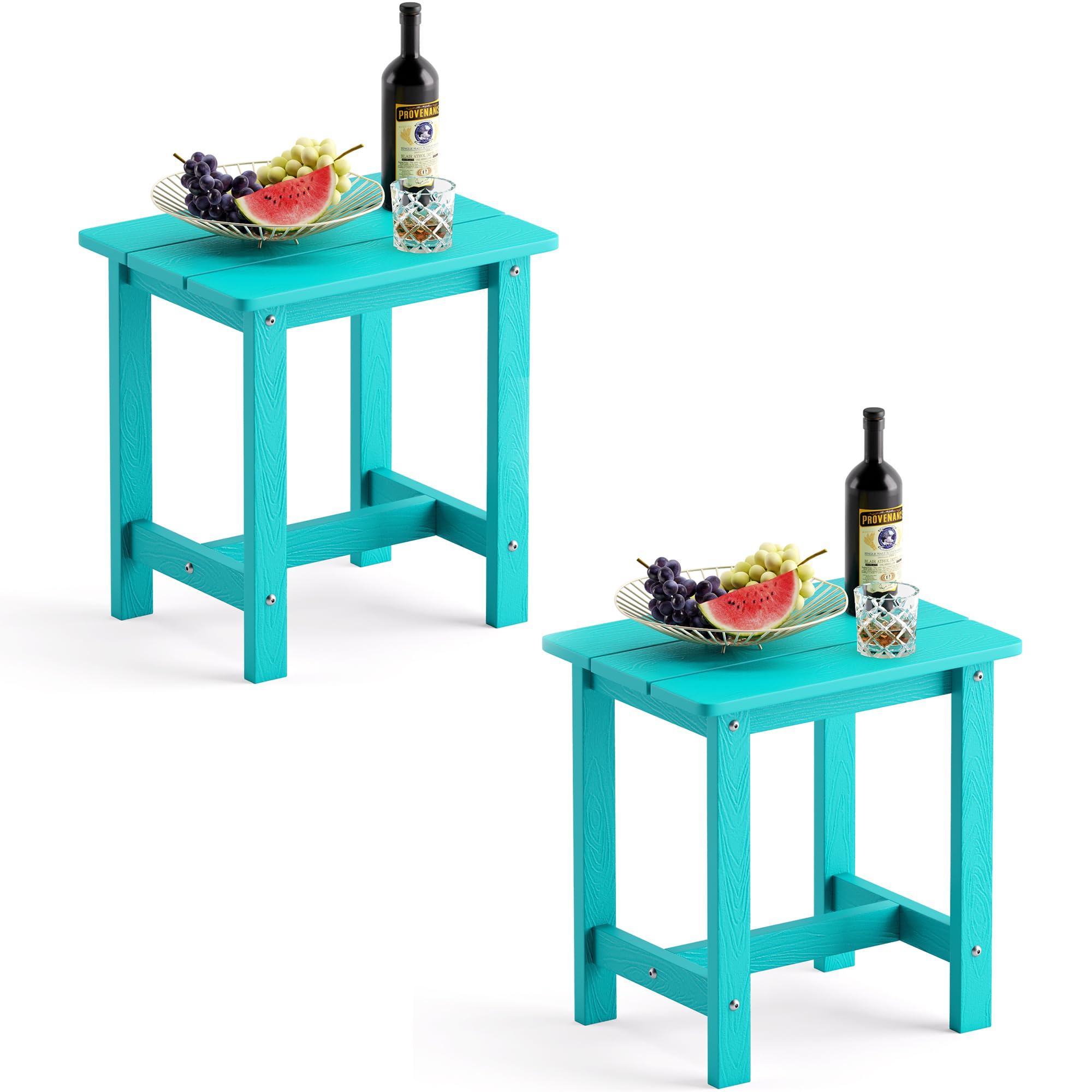 LUE BONA Outdoor Side Table Set of 2, HDPS Small Outdoor Table, Adirondack Side Table, Outside End Table for Patio, Porch, Deck, Pool, Weather Resistant/Easy Maintenance/Indoor or Outside Use, Black