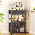SWTYMIKI Coffee Bar Cabinet with Drawer - 20.47" Coffee Stand Station with Removable Hooks, Buffet Cabinet for Coffee Maker or Microwave, Kitchen Bar Table Storage Organizer, Espresso