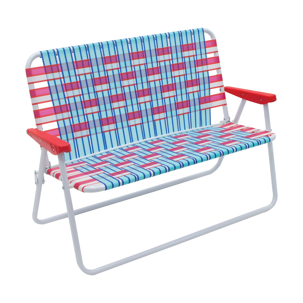 Camp & GO 4-Position Folding Web Lawn Chair Outdoor Lounger, Blue/White undefined/White