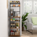 5 Tier Coffee Bar Station with Drawer, Kitchen Stand with 4 S-Shaped Hooks, Farmhouse Corner Coffee Bar Cabinet for Small Spaces, Bakers Rack for Kitchen, Living Room, 13.43" D x 18.93" W x 53.31" H