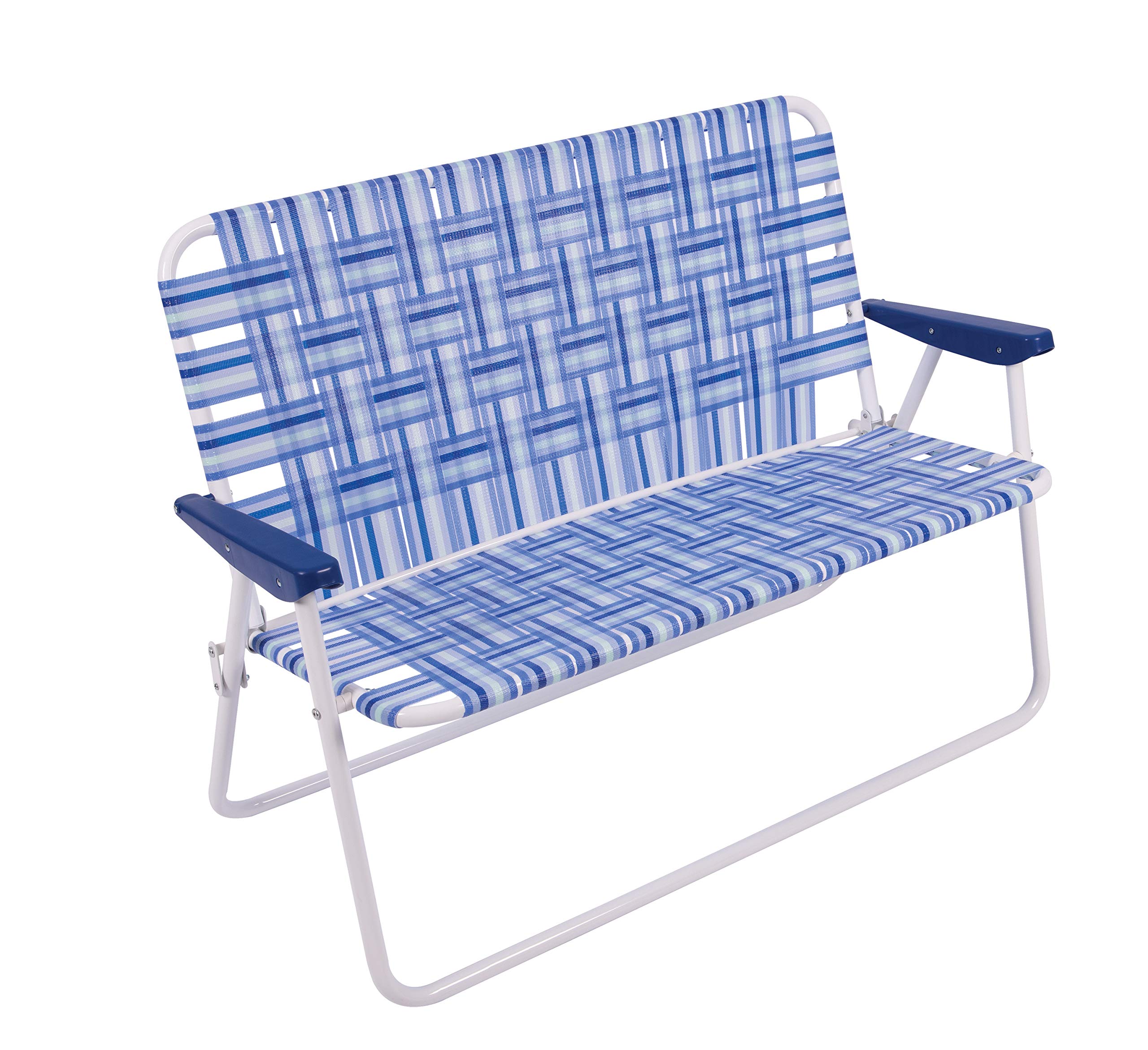 Camp & GO 4-Position Folding Web Lawn Chair Outdoor Lounger, Blue/White undefined/White