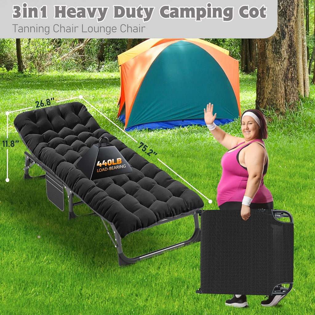 ABORON Heavy Duty Tanning Chair,Outdoor 5-Position Folding Chaise Lounge Chair with Pad,Portable Beach Lounge Chair for Outdoor Sunbathing Patio Pool Lawn Deck Poolside